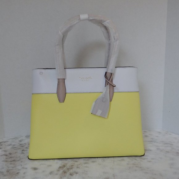 Kate Spade Eva Medium Leather Satchel Yellow NWT - Picture 3 of 11